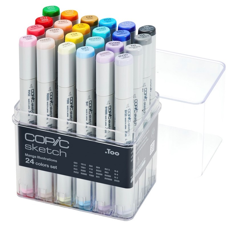 Lihové fixy COPIC Sketch oboustranné Brush & Chisel 24ks, Manga Illustration