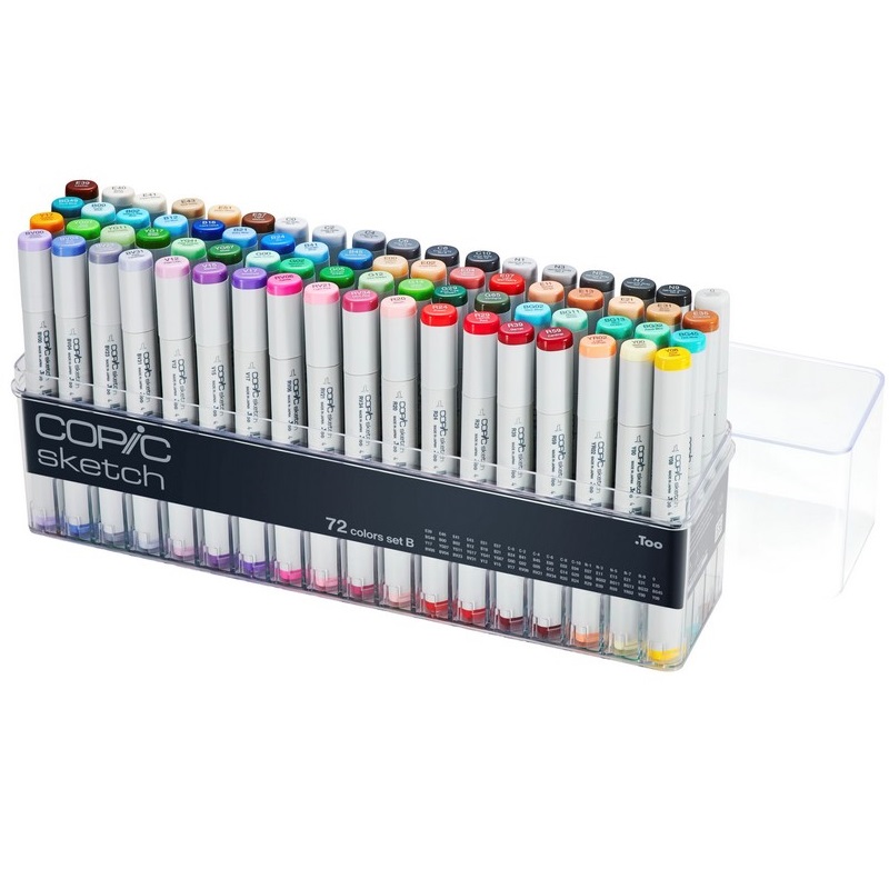 Lihové fixy COPIC Sketch oboustranné Brush & Chisel 72ks, základní B