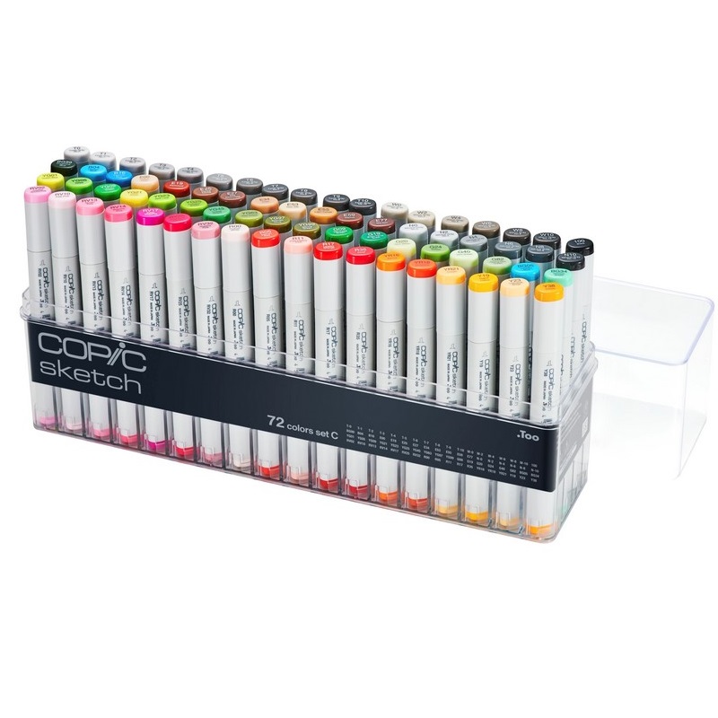 Lihové fixy COPIC Sketch oboustranné Brush & Chisel 72ks, základní C