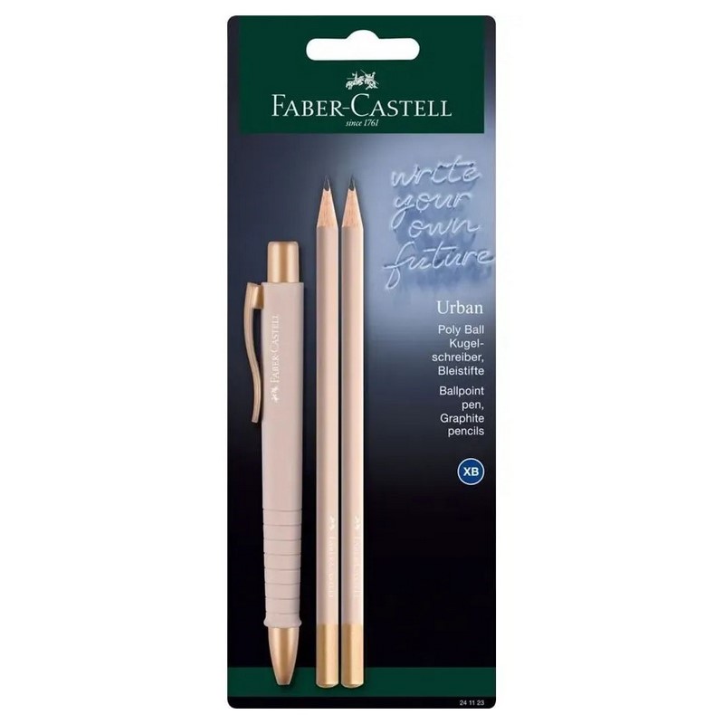 FABER-CASTELL kuličkové pero Poly Ball Urban, světle růžové + 2 grafitové tužky