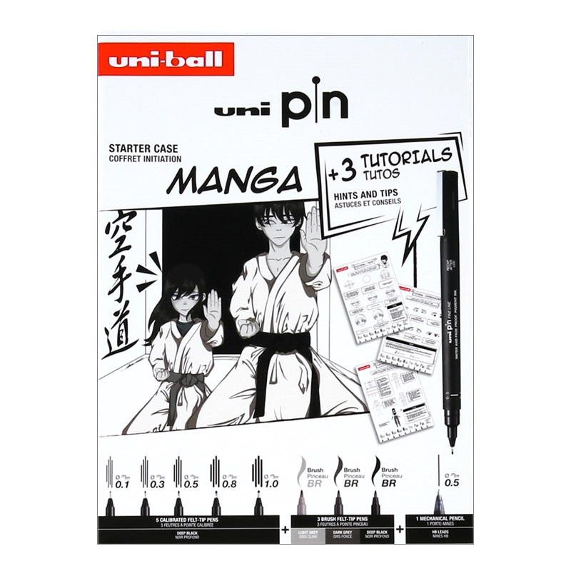 UNI PIN fine liner, sada 9ks Manga v dárkovém boxu