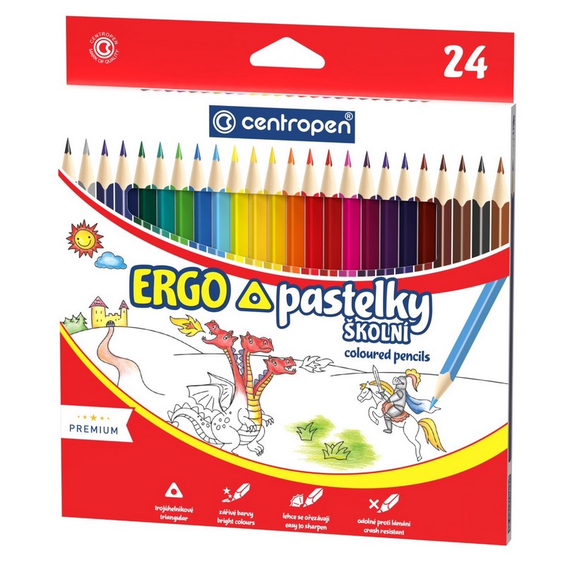 Školní pastelky CENTROPEN 9521/24, 24ks ERGO
