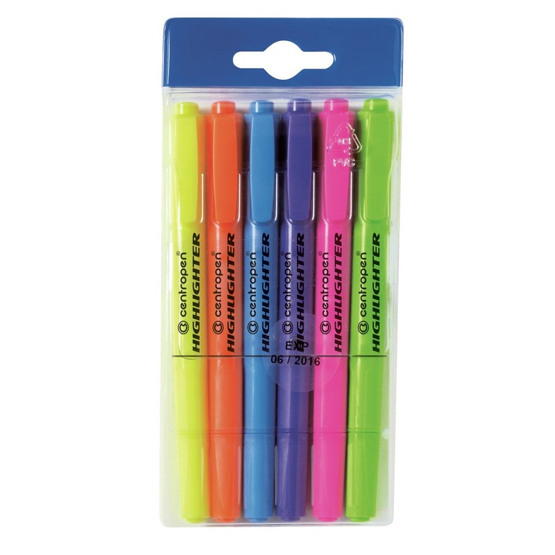 Zvýrazňovač tenký CENTROPEN 8722/6, 6ks