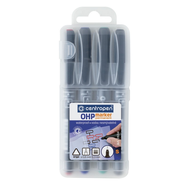 Permanentní popisovač CENTROPEN 2634/4 OHP 0,3mm, 4ks