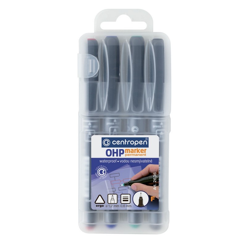 Permanentní popisovač CENTROPEN 2636/4 OHP 0,6mm, 4ks