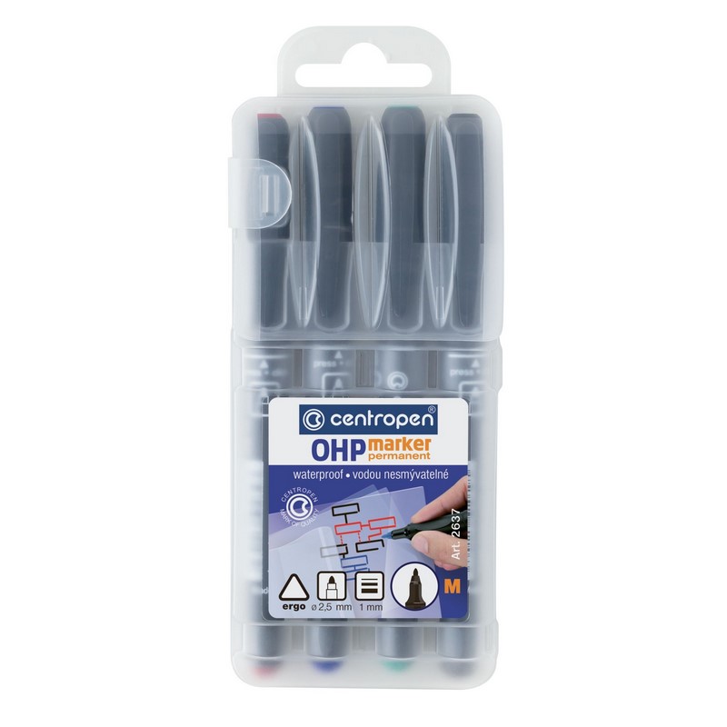 Permanentní popisovač CENTROPEN 2637/4 OHP 1mm, 4ks