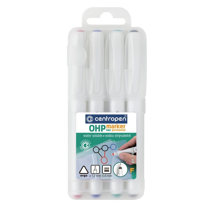 Nepermanentní popisovač CENTROPEN 2646/4 OHP 0,6mm, 4ks