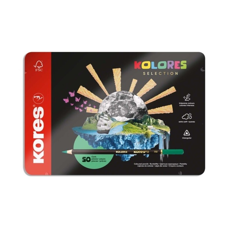 KORES pastelky Kolores Selection, 50ks v kovové krabičce