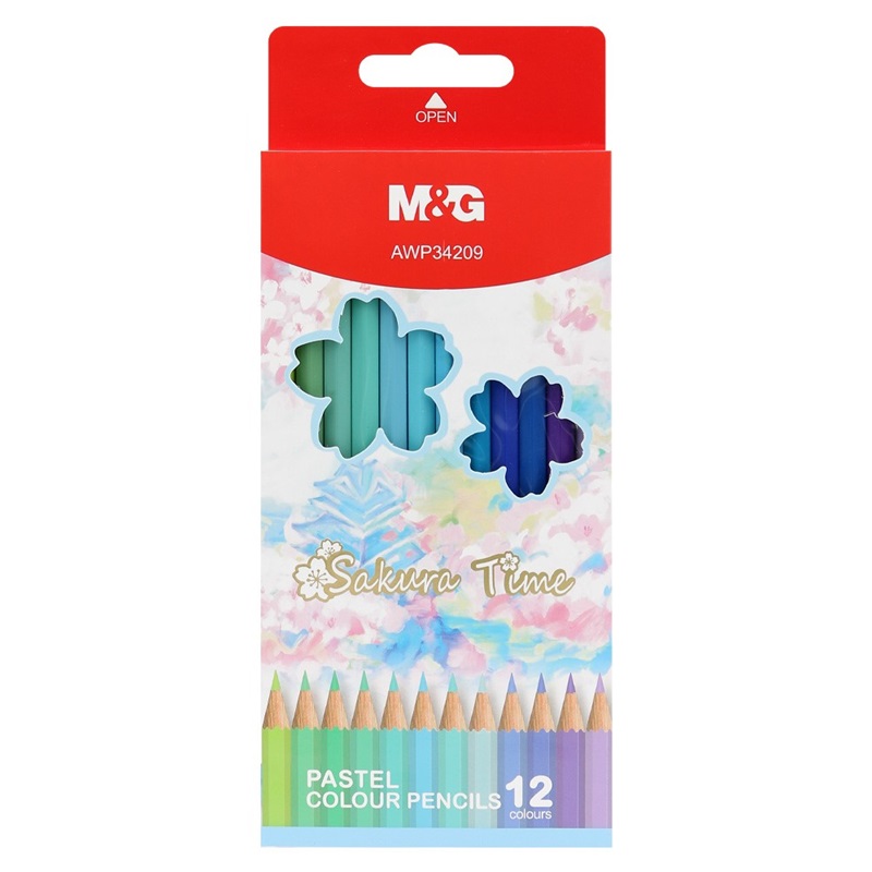 Pastelky M&G Sakura Time, 12ks zeleno-modré