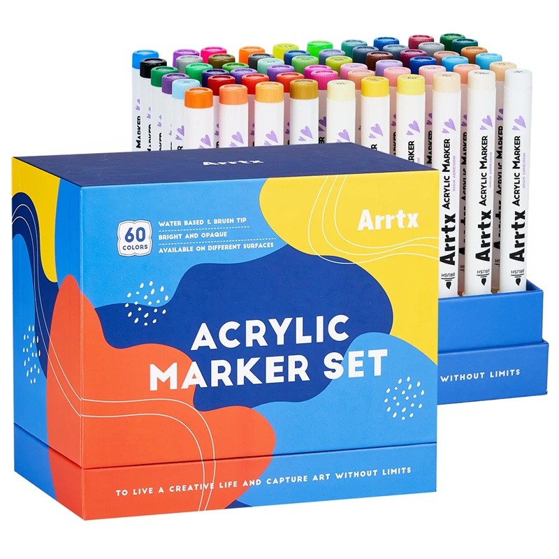 Akrylové fixy ARRTX štětcové, 60 ks základní