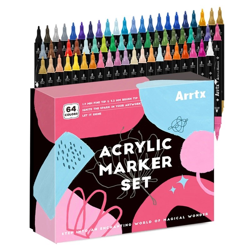 Akrylové fixy ARRTX oboustranné, 64ks