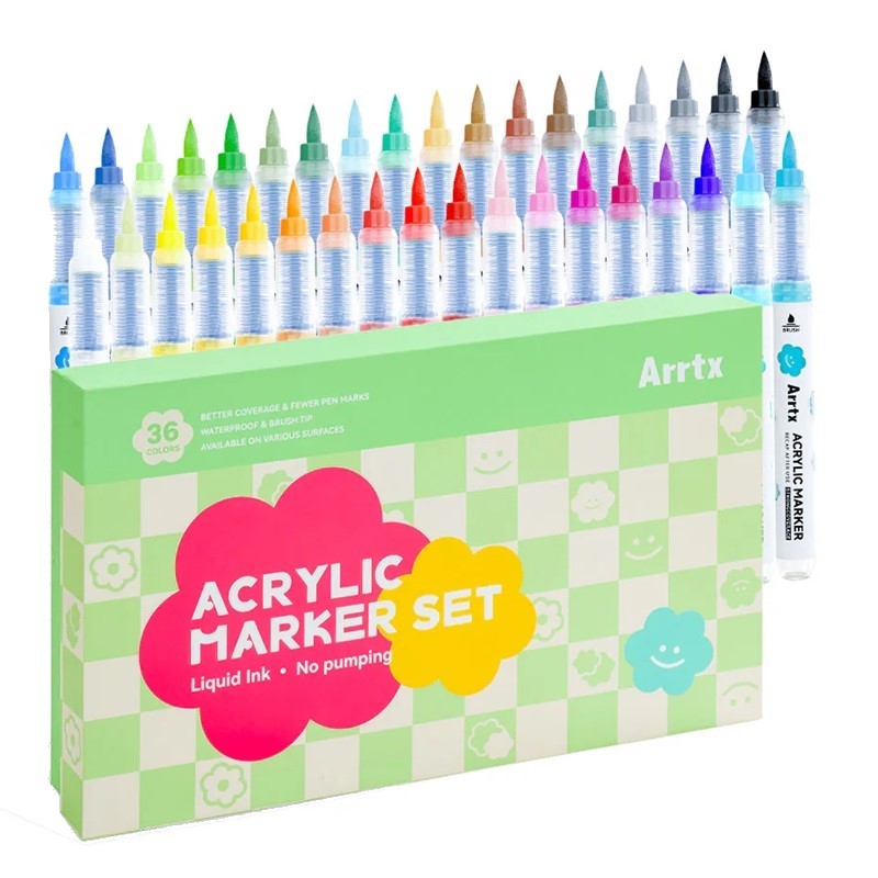 Akrylové fixy ARRTX štětcové Nopump, 36ks