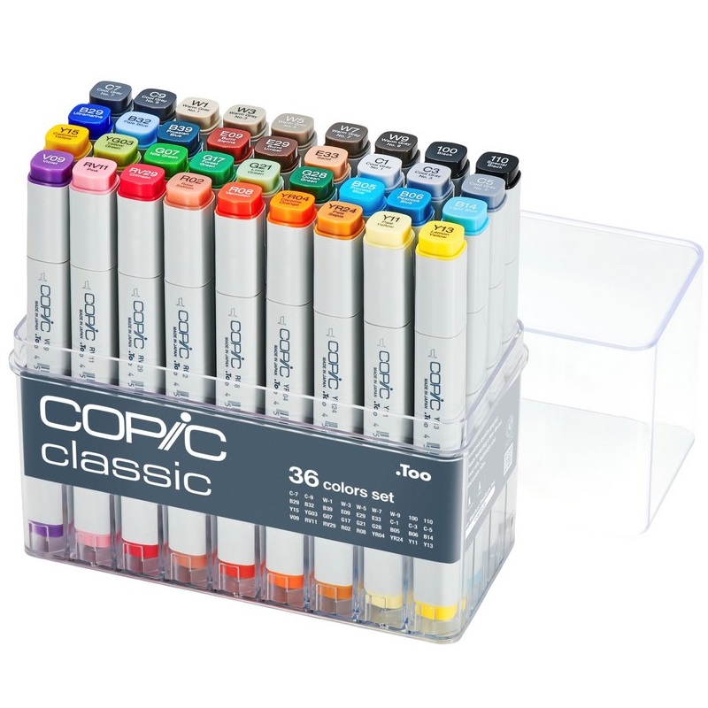 Lihové fixy COPIC Classic oboustranné Fine & Chisel 36ks, základní