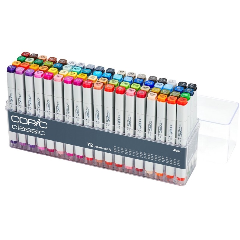 Lihové fixy COPIC Classic oboustranné Fine & Chisel 72ks, základní A