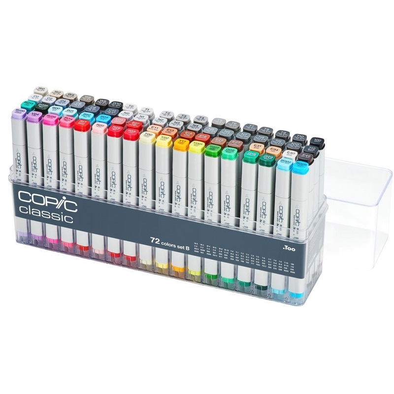 Lihové fixy COPIC Classic oboustranné Fine & Chisel 72ks, základní B