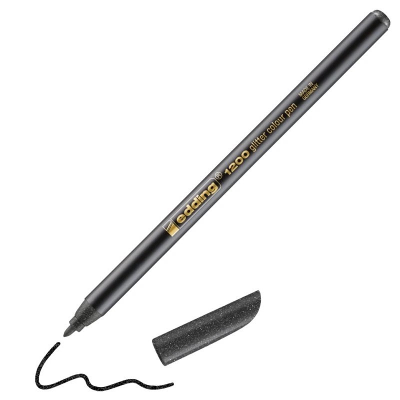 Fix EDDING 1200 GLITTER na papír, třpytivý černý