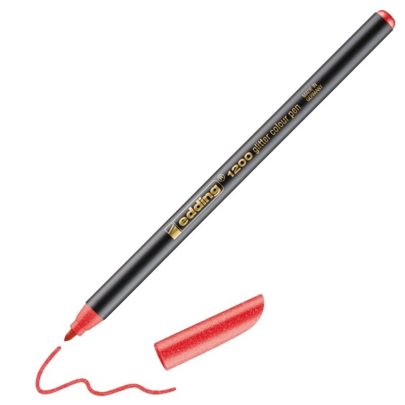 Fix EDDING 1200 GLITTER na papír, třpytivý červený