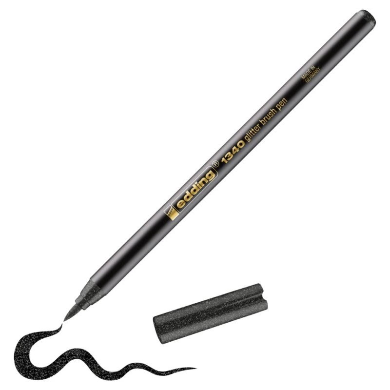 Štětcový fix EDDING 1340 GLITTER na papír, třpytivý černý