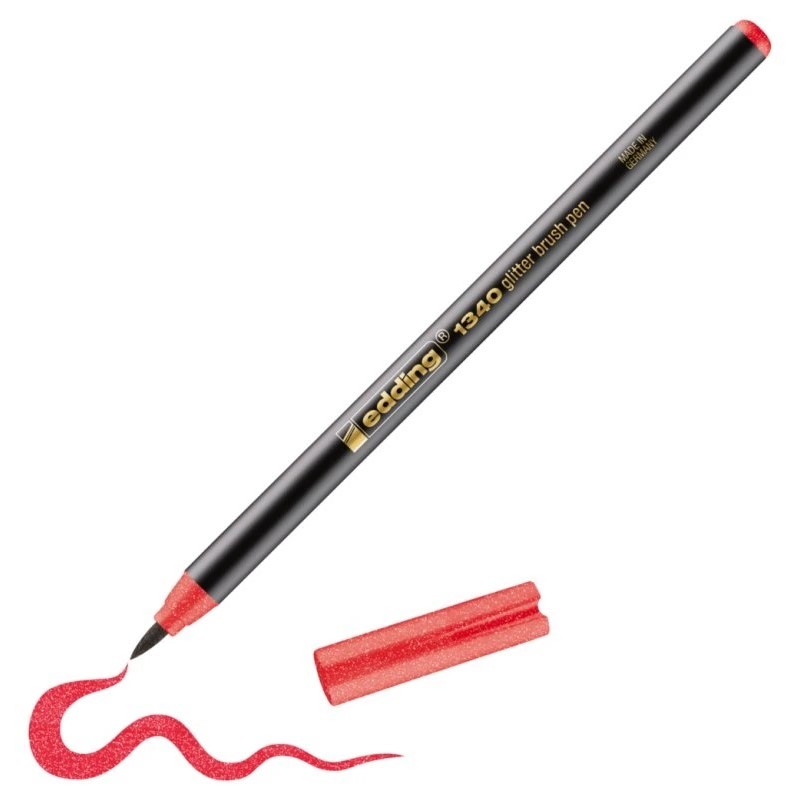 Štětcový fix EDDING 1340 GLITTER na papír, třpytivý červený