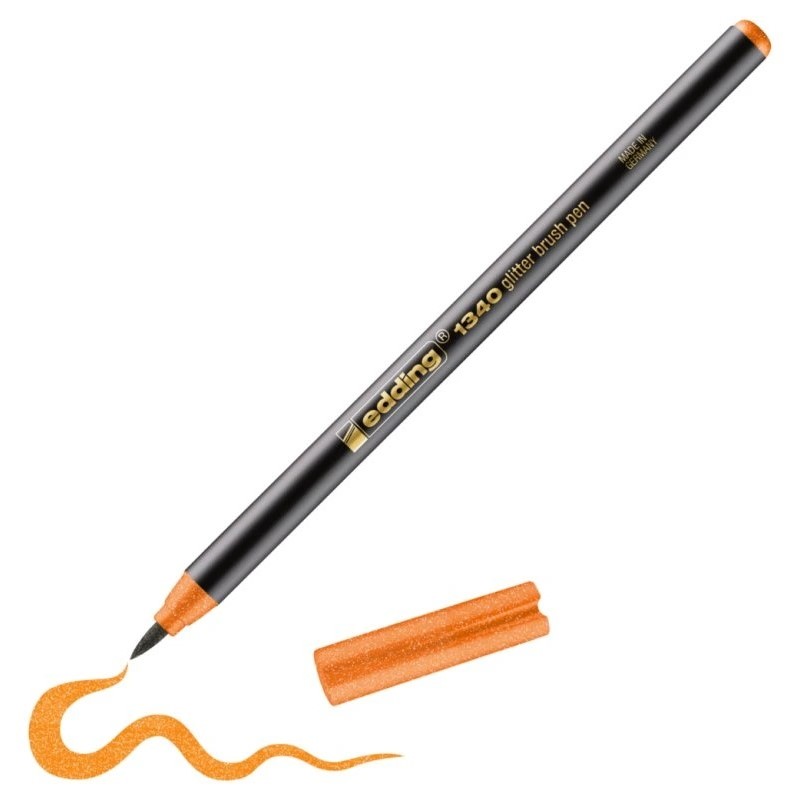 Štětcový fix EDDING 1340 GLITTER na papír, třpytivý oranžový