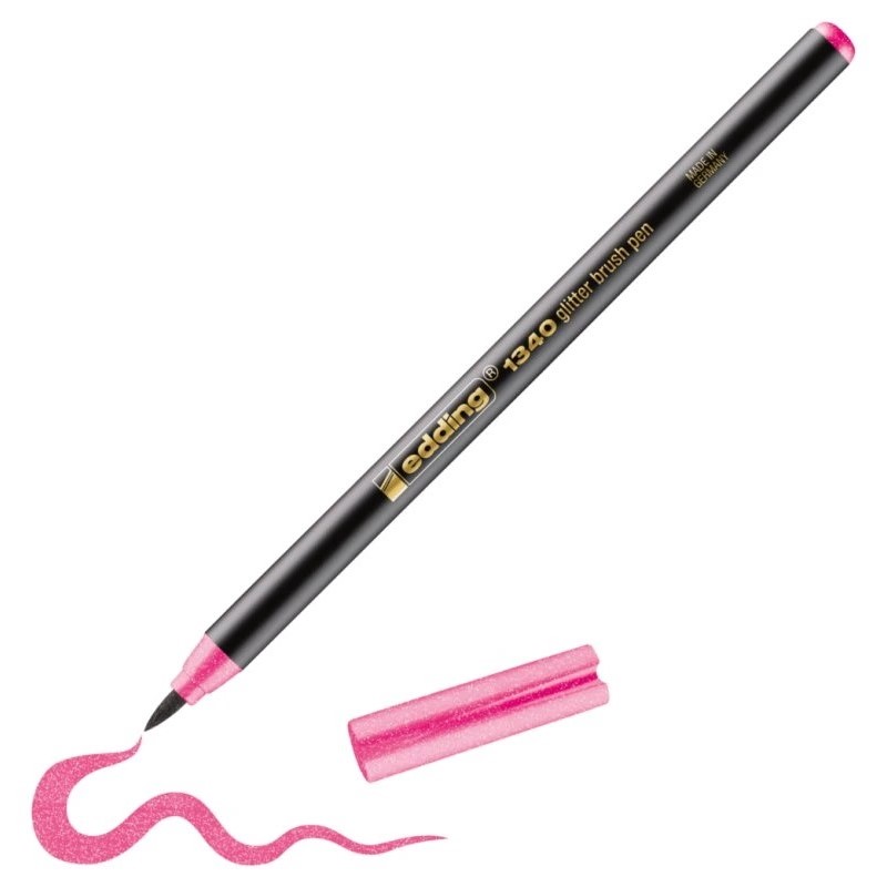 Štětcový fix EDDING 1340 GLITTER na papír, třpytivý růžový