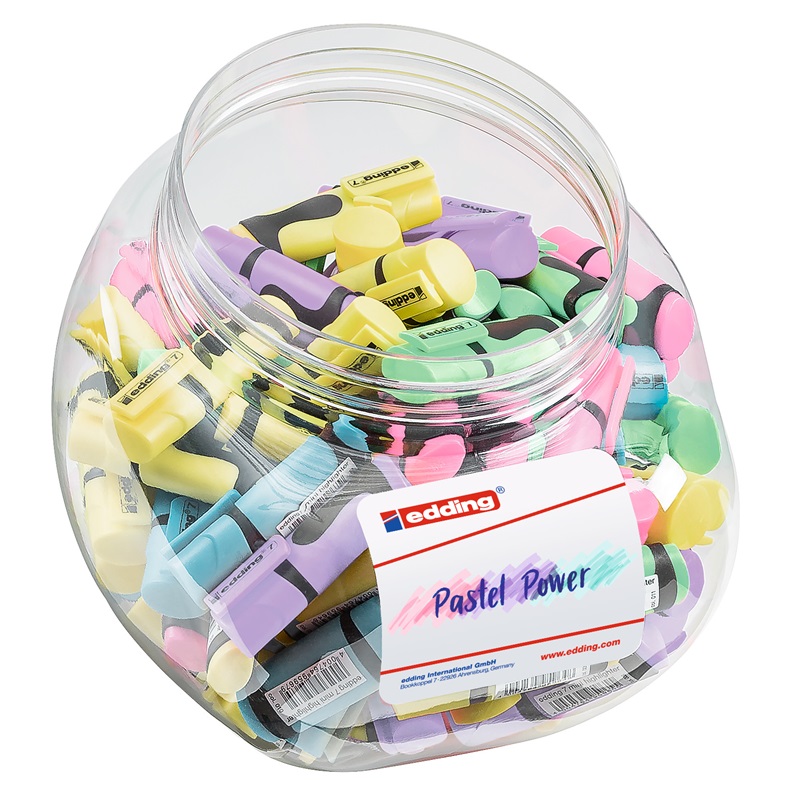 Zvýrazňovače EDDING 7 MINI, 100ks pastelové v plastové dóze