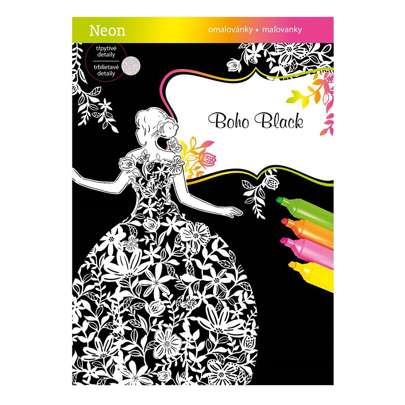 Třpytivé omalovánky NEON, Boho Black