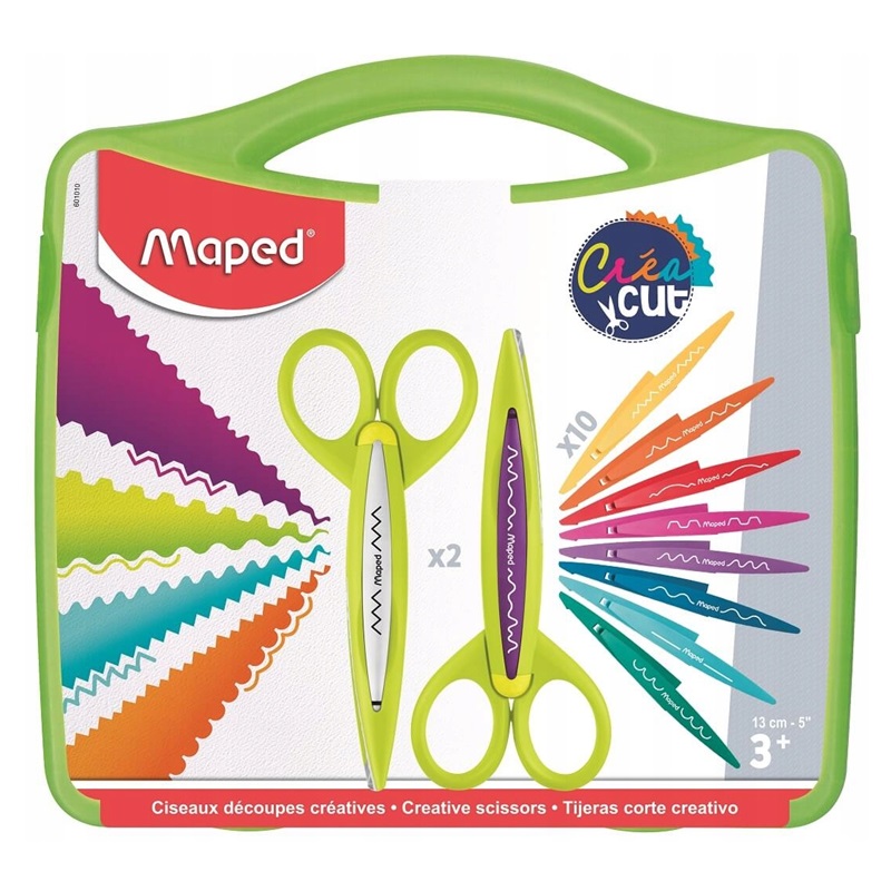 Kreativní nůžky MAPED Crea Cut 2ks + 10 dekorativních čepelí v kufříku