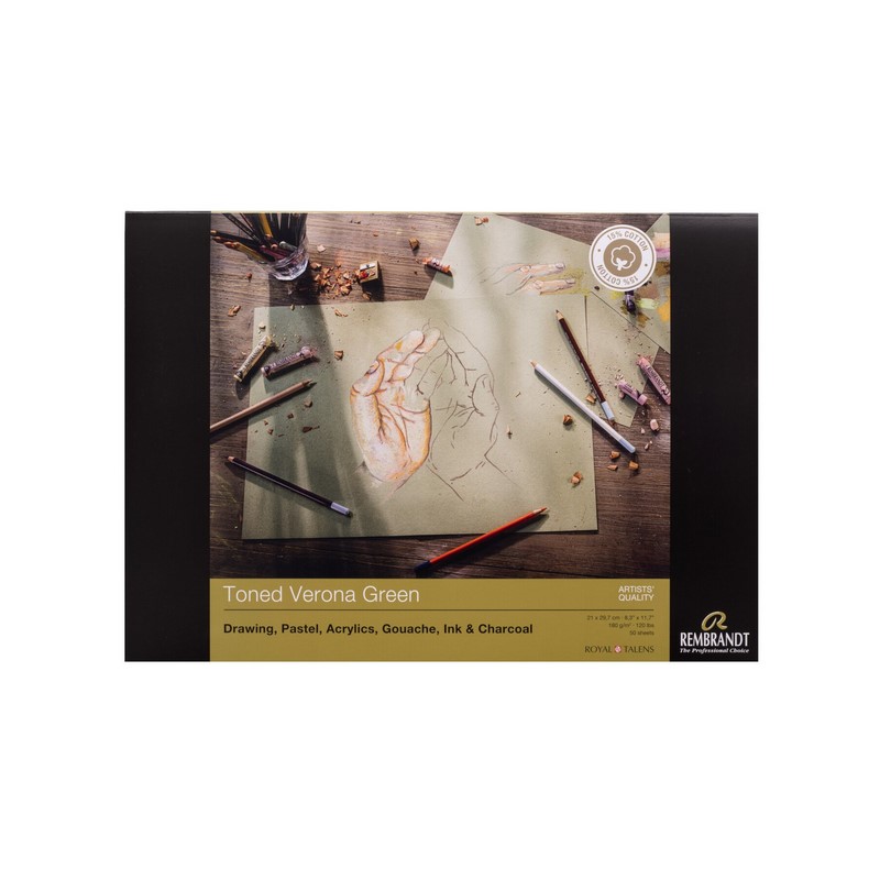 ROYAL TALENS Blok REMBRANDT tónované odstíny A4, 50 listů Verona Green