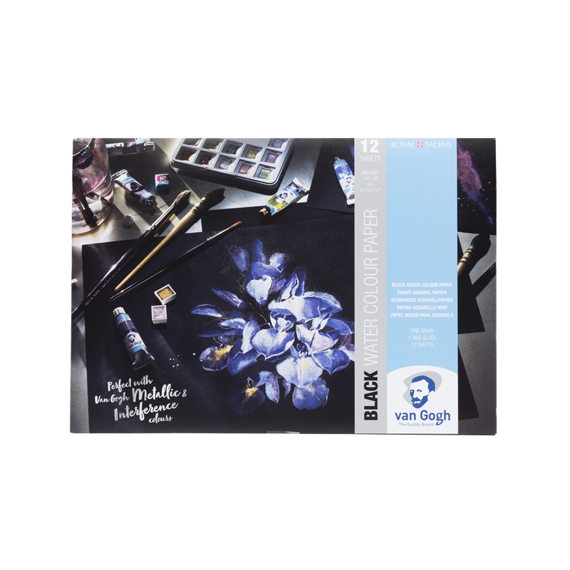 ROYAL TALENS Blok VAN GOGH Water Colour Paper A4, 12 listů 360g Black