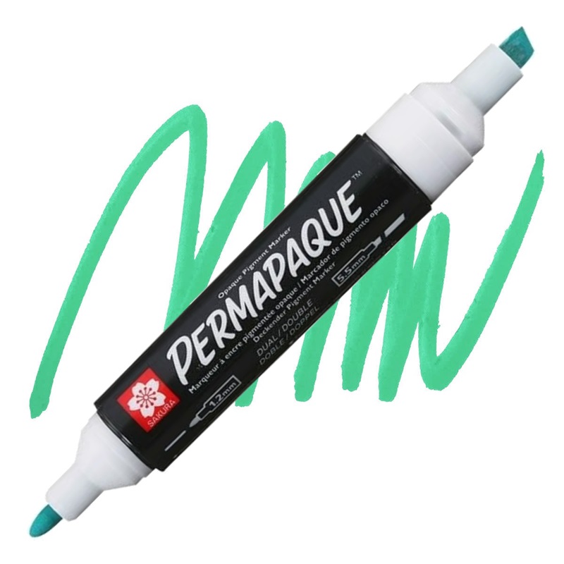 Permanentní popisovač SAKURA Permapaque oboustranný, zelený