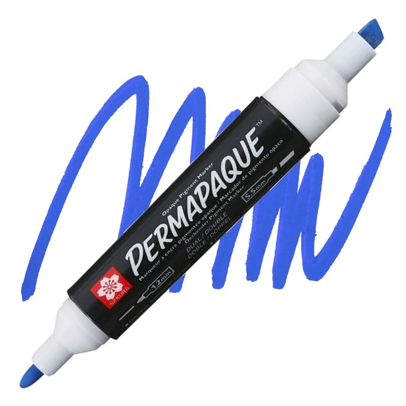 Permanentní popisovač SAKURA Permapaque oboustranný, modrý