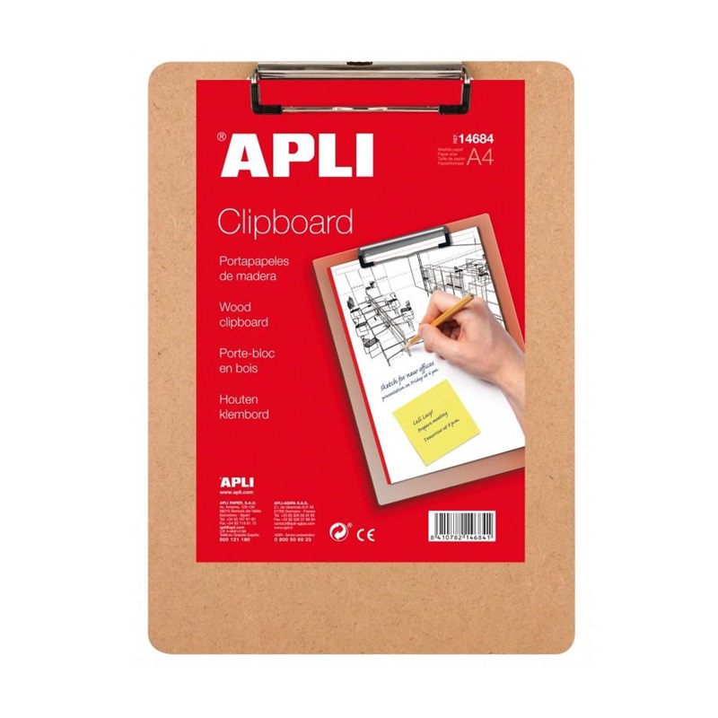 Kreslicí a psací podložka APLI s klipem A4, dřevěná