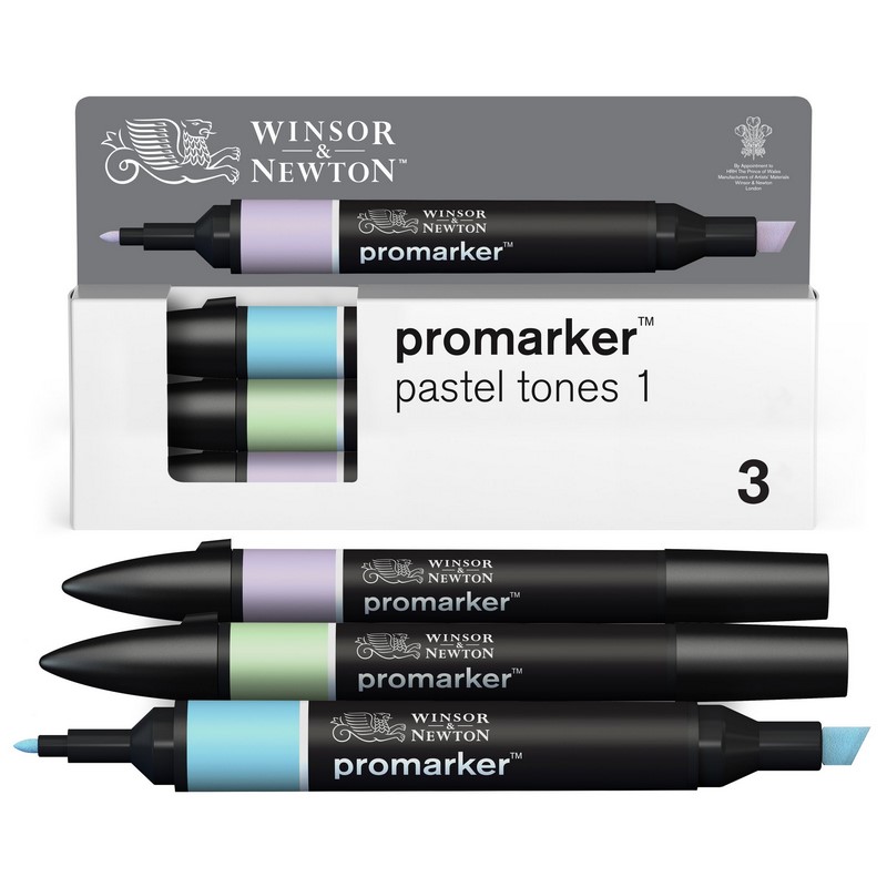 Lihové fixy WINSOR & NEWTON Promarker Fine & Chisel, 3ks PASTEL TONES 1