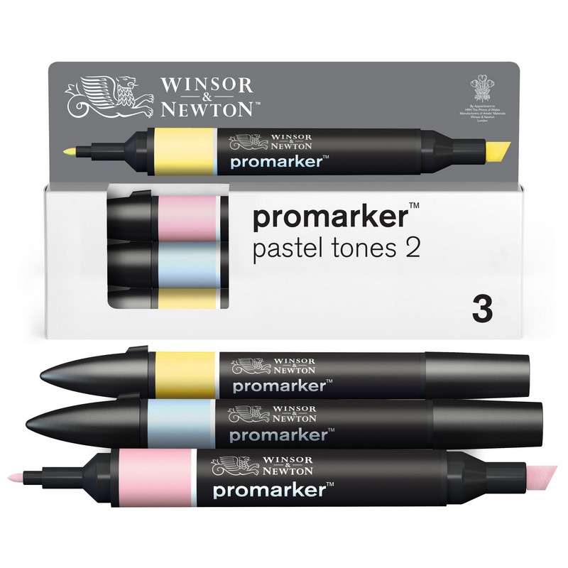 Lihové fixy WINSOR & NEWTON Promarker Fine & Chisel, 3ks PASTEL TONES 2