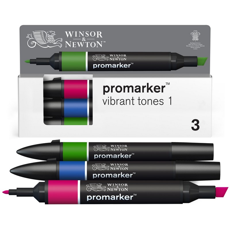 Lihové fixy WINSOR & NEWTON Promarker Fine & Chisel, 3ks VIBRANT TONES 1