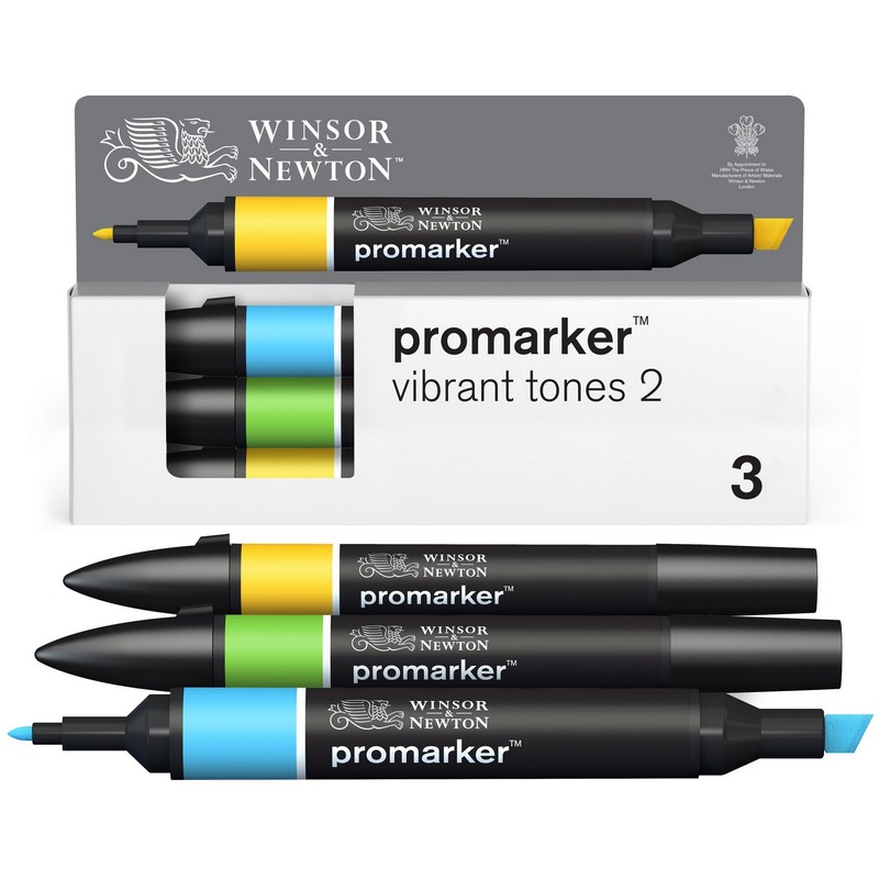 Lihové fixy WINSOR & NEWTON Promarker Fine & Chisel, 3ks VIBRANT TONES 2