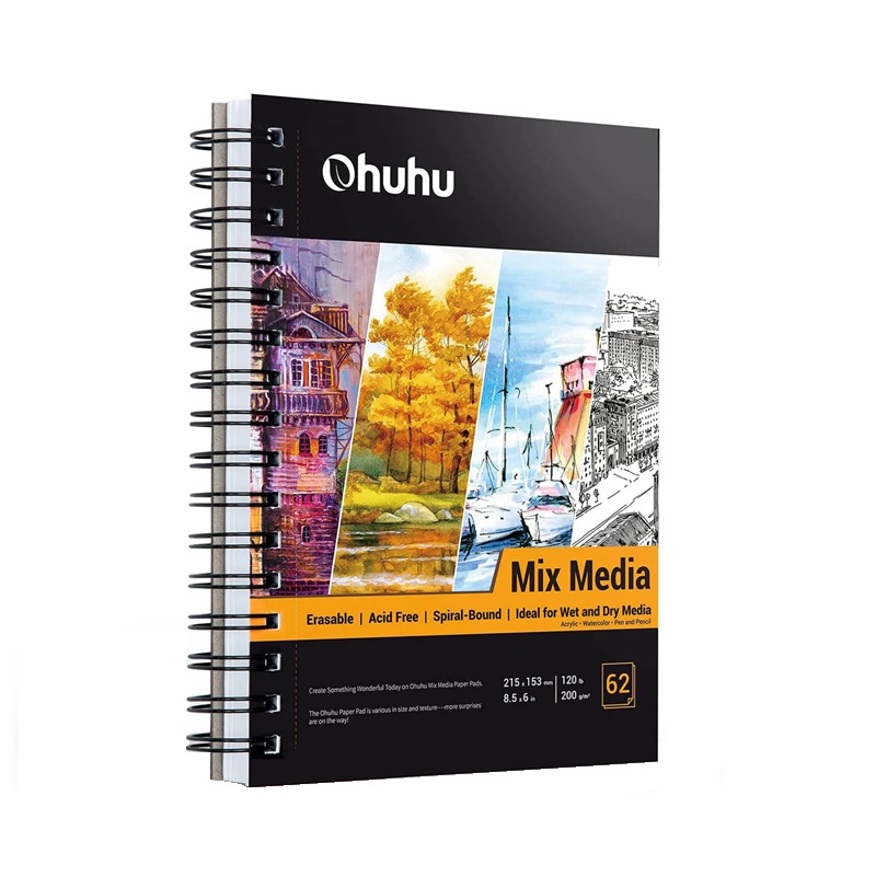 Skicář OHUHU Mix Media 215x153mm, 62 listů