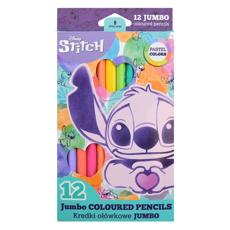 COLORINO pastelky trojhranné Stitch Pastel Jumbo, 12ks