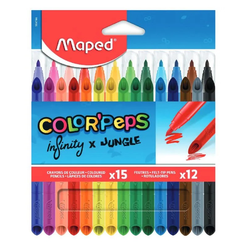 Fixy a pastelky MAPED Color Peps jungle & infinity, 27ks