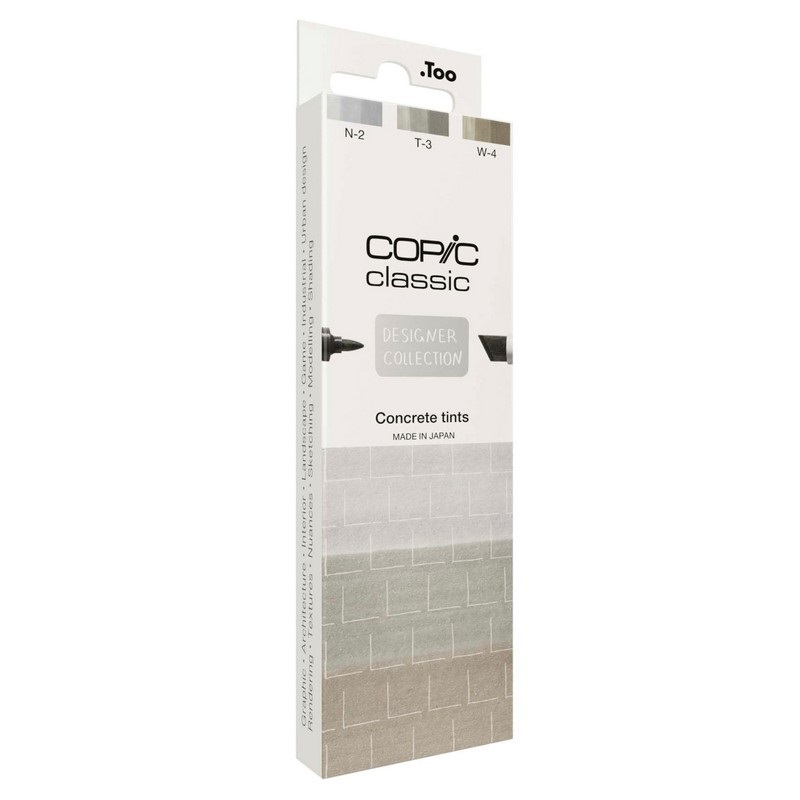 Lihové fixy COPIC Classic oboustranné Fine & Chisel 3 ks, Concrete Tints
