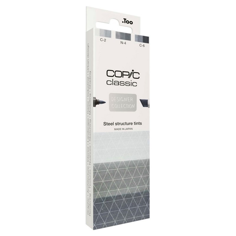 Lihové fixy COPIC Classic oboustranné Fine & Chisel 3 ks, Steel Structure Tints