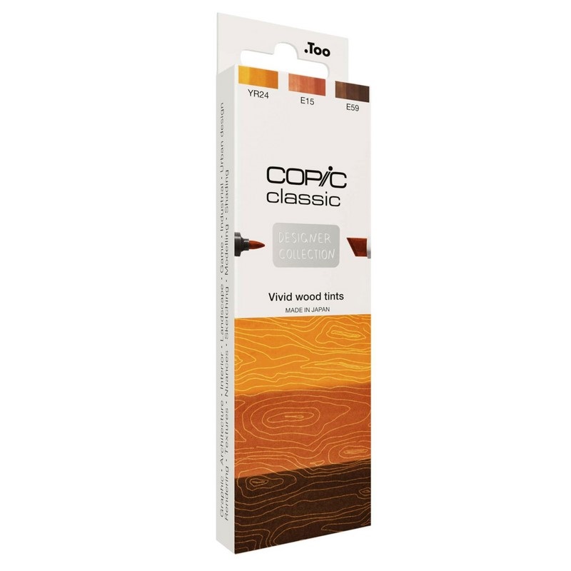 Lihové fixy COPIC Classic oboustranné Fine & Chisel 3ks, Vivid Wood Tints