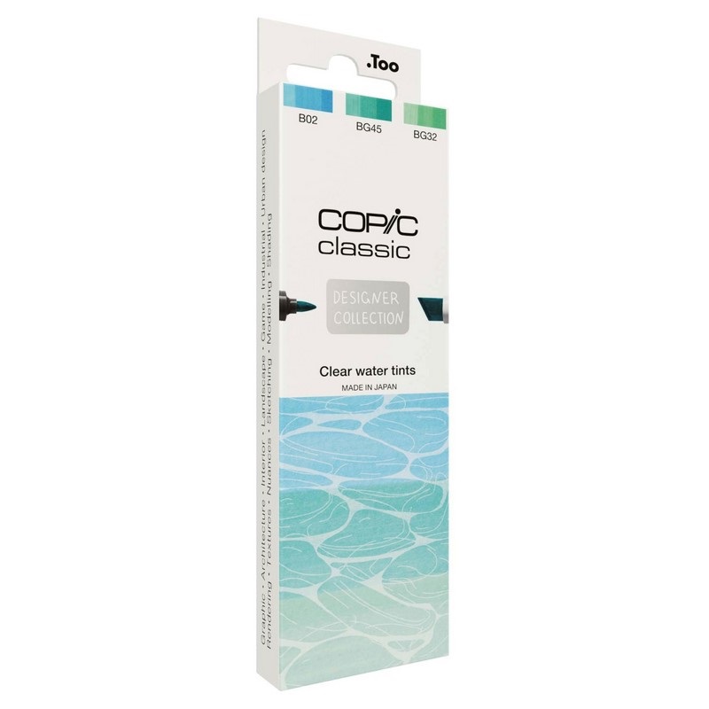 Lihové fixy COPIC Classic oboustranné Fine & Chisel 3ks, Clear Water Tints