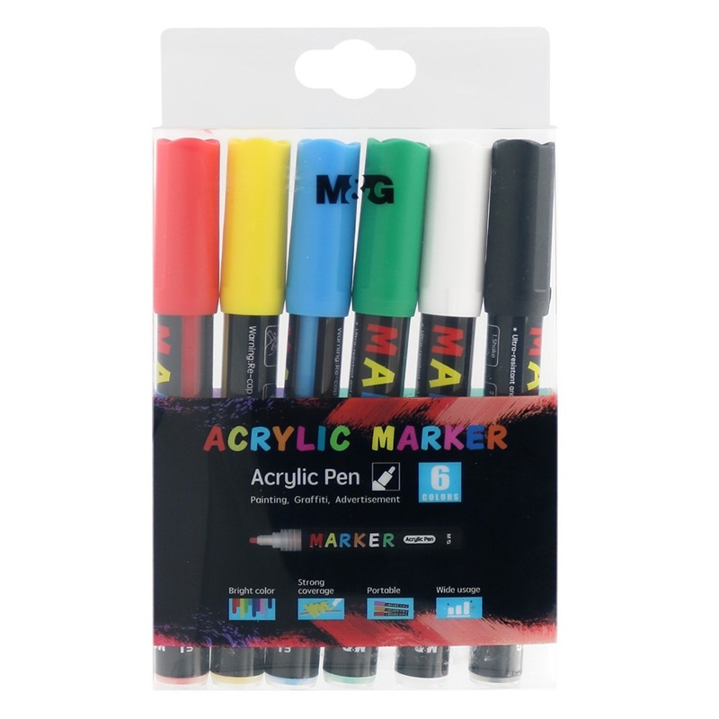 Akrylové fixy M&G Mocalo 2mm, 6ks základní