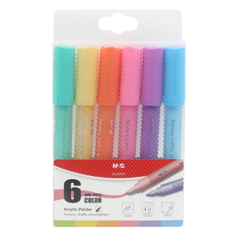 Akrylové fixy M&G Mocalo 2mm, 6ks pastelové