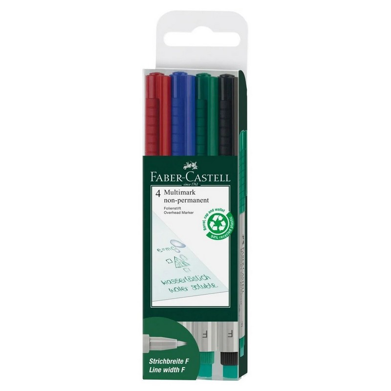 FABER-CASTELL Multimark nepermanentní gumovací F, set 4ks
