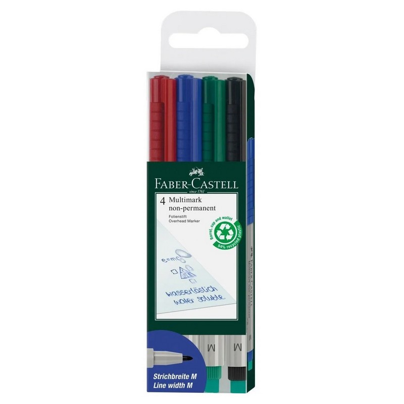 FABER-CASTELL Multimark nepermanentní gumovací M, set 4ks