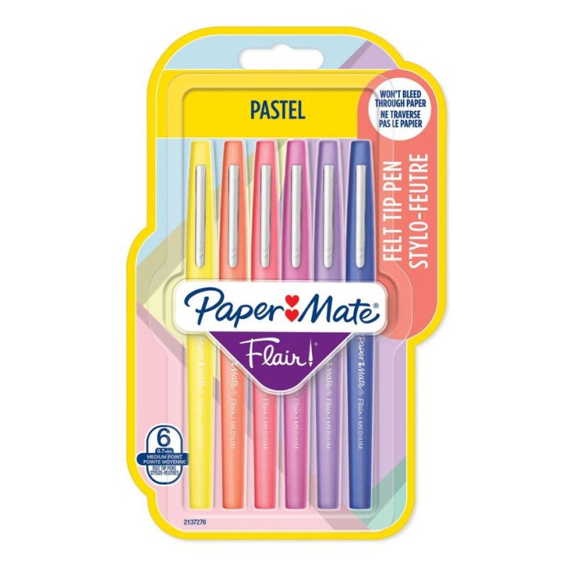 Fixy PAPER MATE Flair Medium, 6 ks Pastel