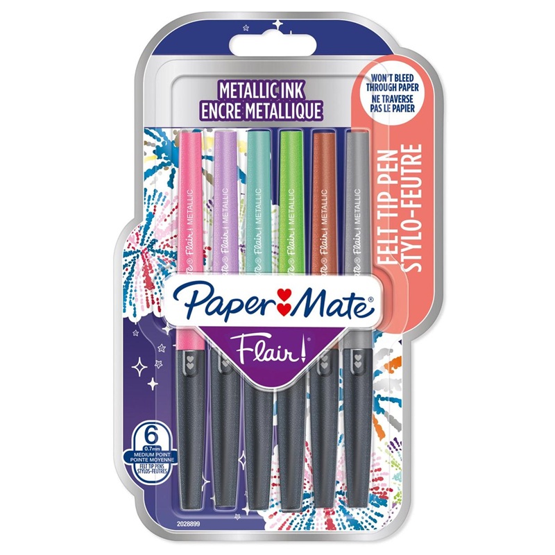 Fixy PAPER MATE Flair Medium, 6 ks Metallic